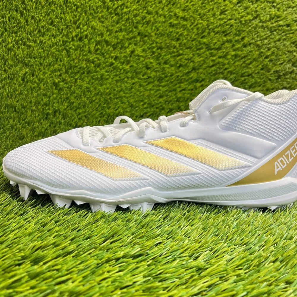 Adidas Adizero Impact.2 MD Mens Size 13 White Gold Running Football Cleats